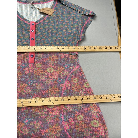 Natural Life Womens Jumpsuit Small Thermal Floral Patchwork Henley Pajama - Picture 9 of 9